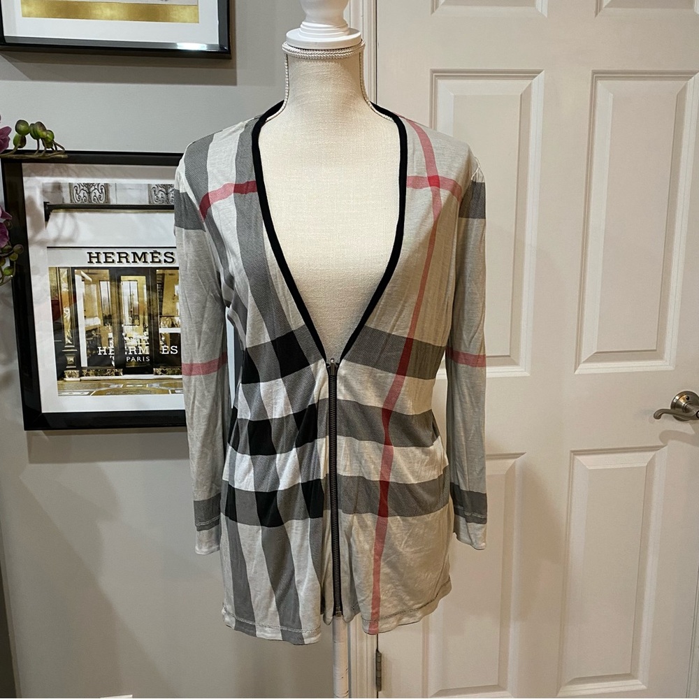 Authentic Burberry Reversible Check Cardigan Size Large
